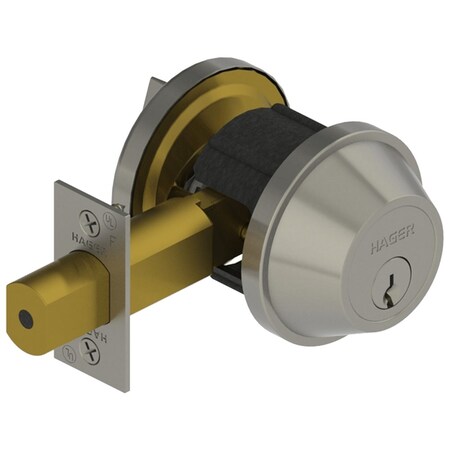 Hager Grade 2 Single Cylinder Deadbolt, Stainless Steel 3215 SCC US32D KD